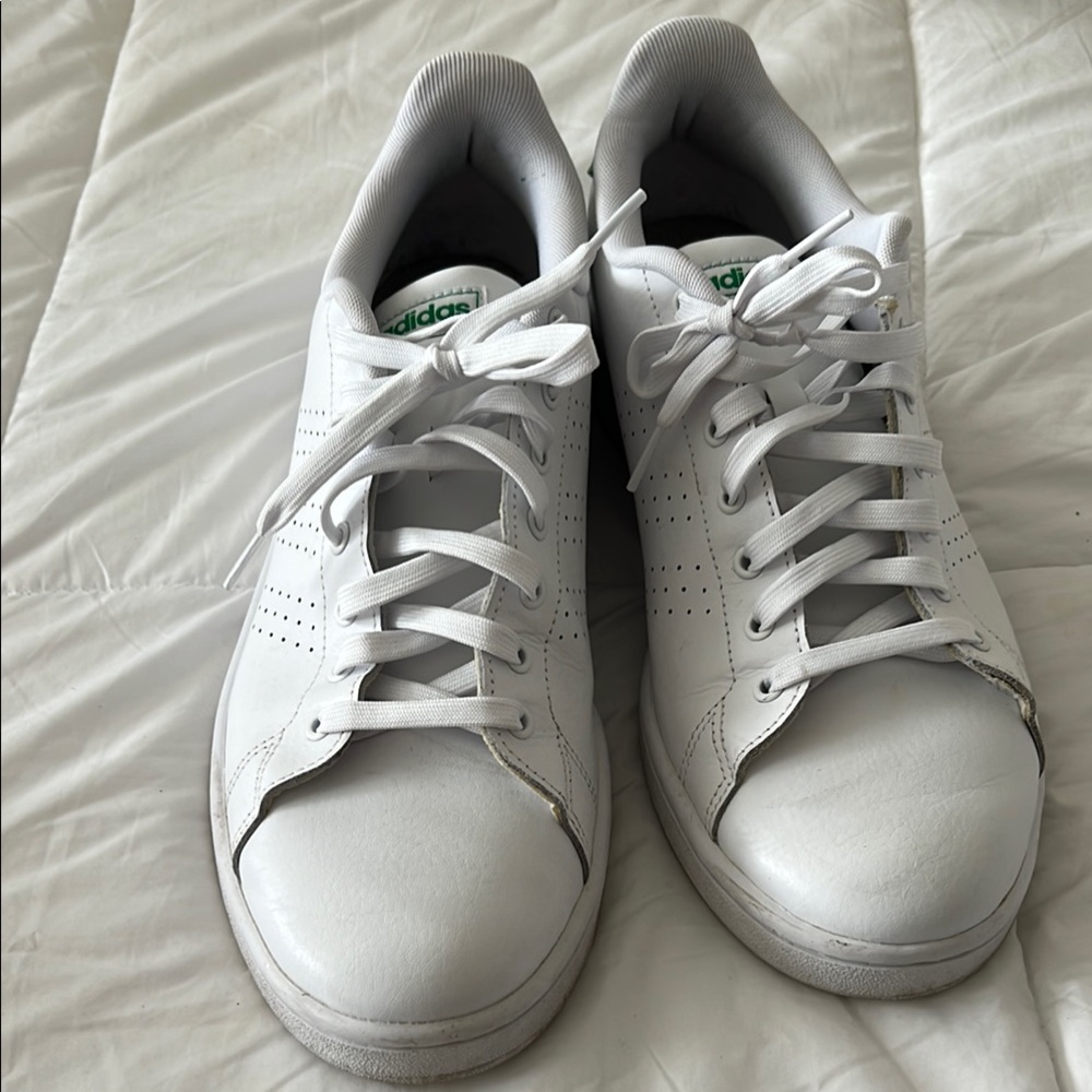 Adidas White and Green Classic Sneakers